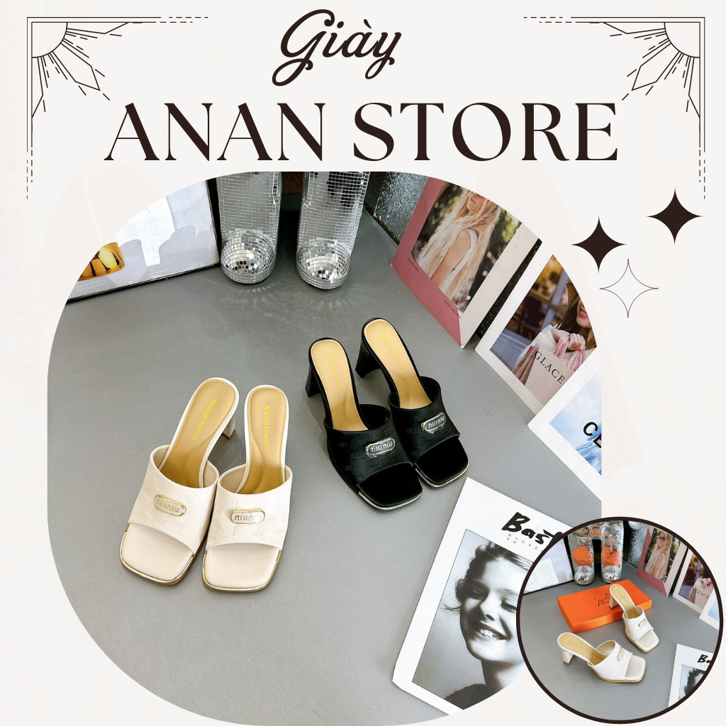 Guốc Miumiu Gót 7cm Mũi Hở Đi Nhẹ Chân Thoáng Mát