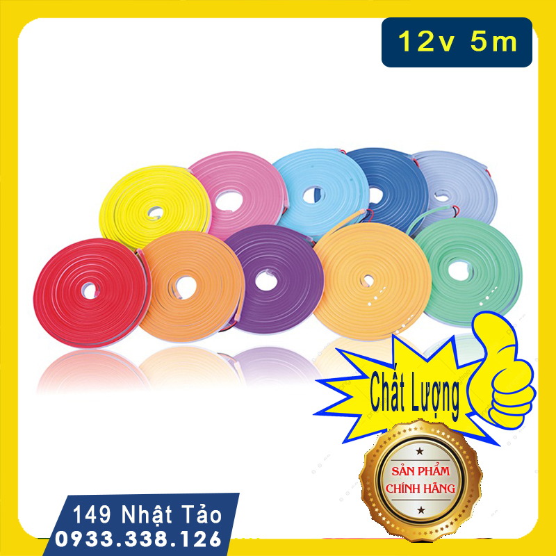 Led Dây Neon 12V 5m/cuộn 6 x 12 mm chất lượng cao Dây dẻo dễ uốn cong tốt IP65 chuyên dùng cho quảng cáo  trang trí