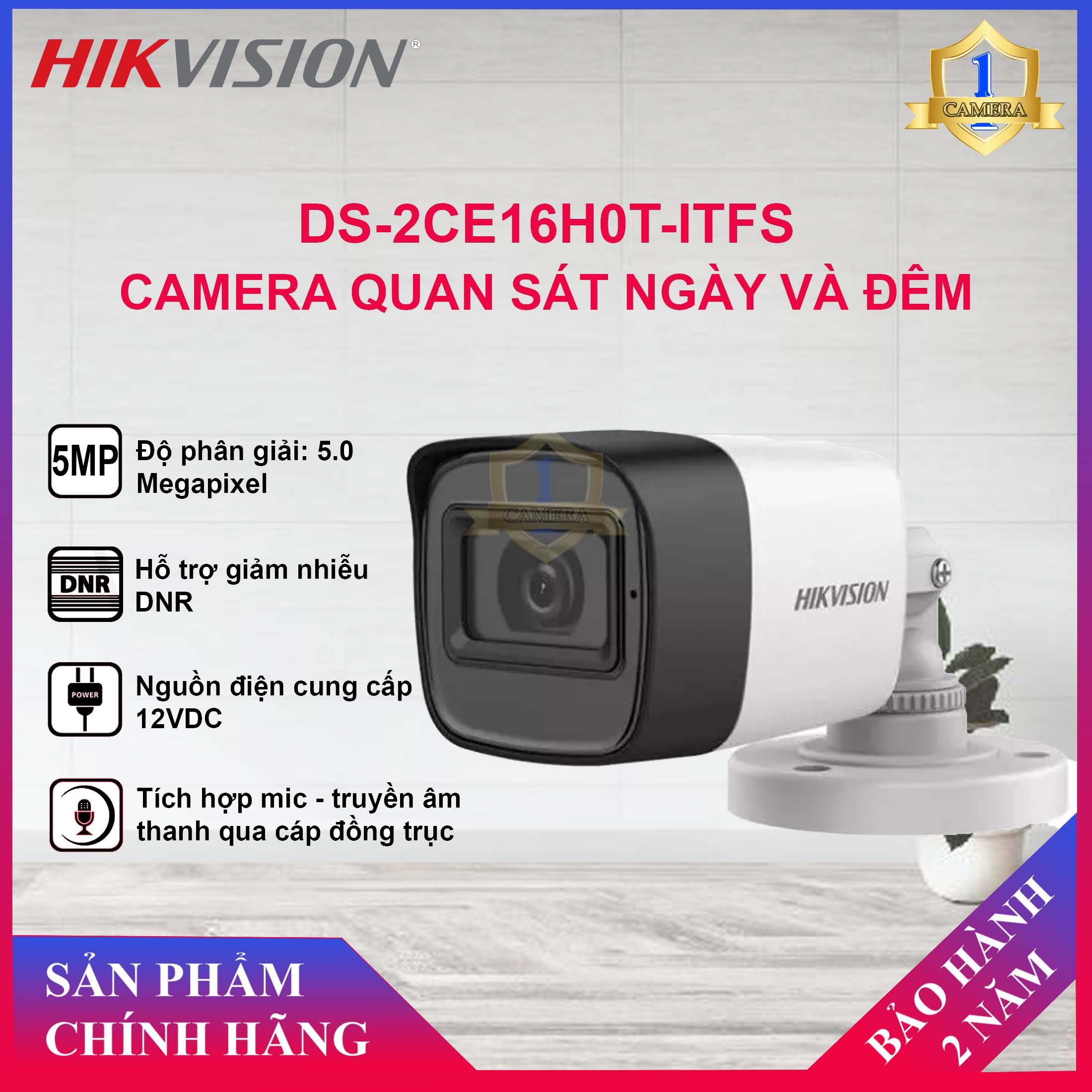 Camera hdtvi hikvision ds-2ce16h0t-itfs 5mp - hồng ngoại 30m, cắt lọc hồng ngoại icr - camera số 1