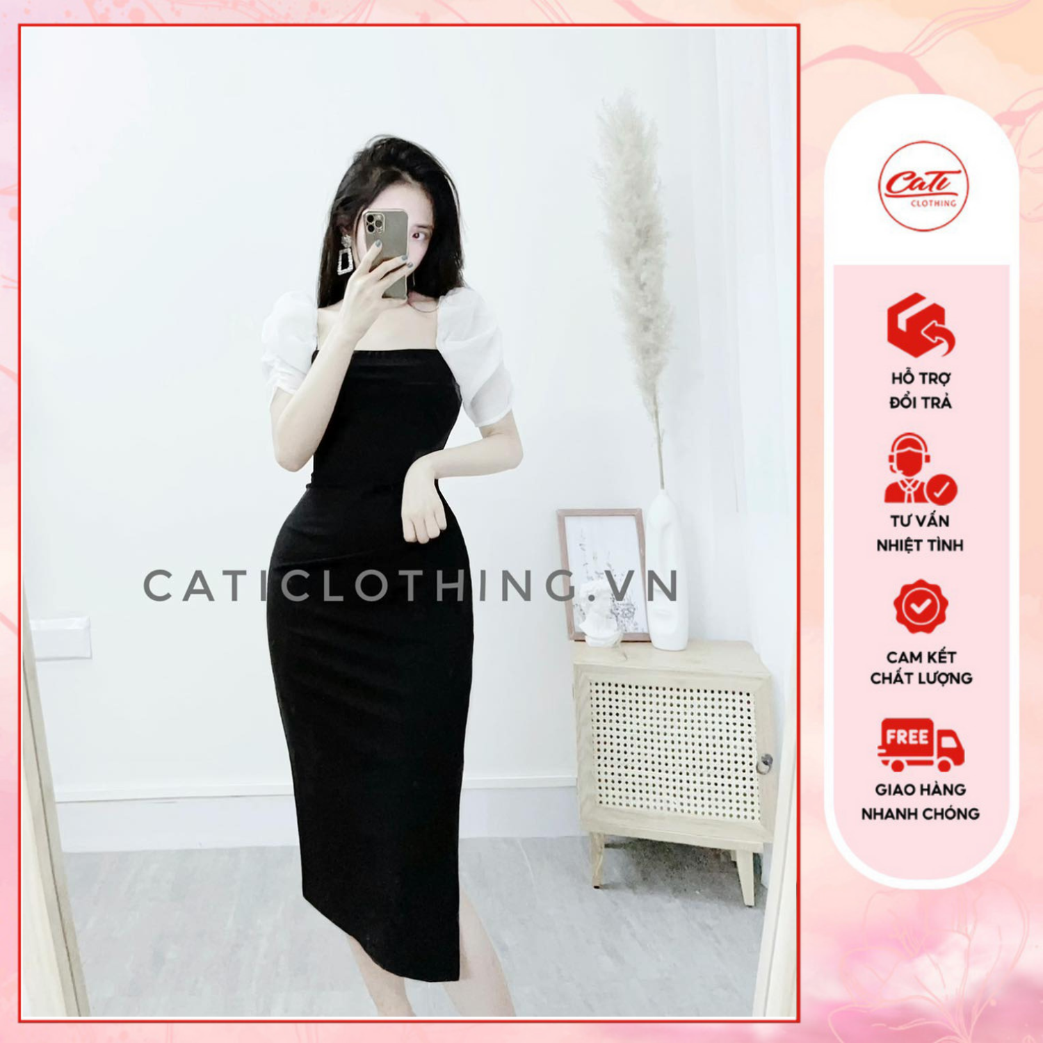 Cati đầm umi phối tay tơ