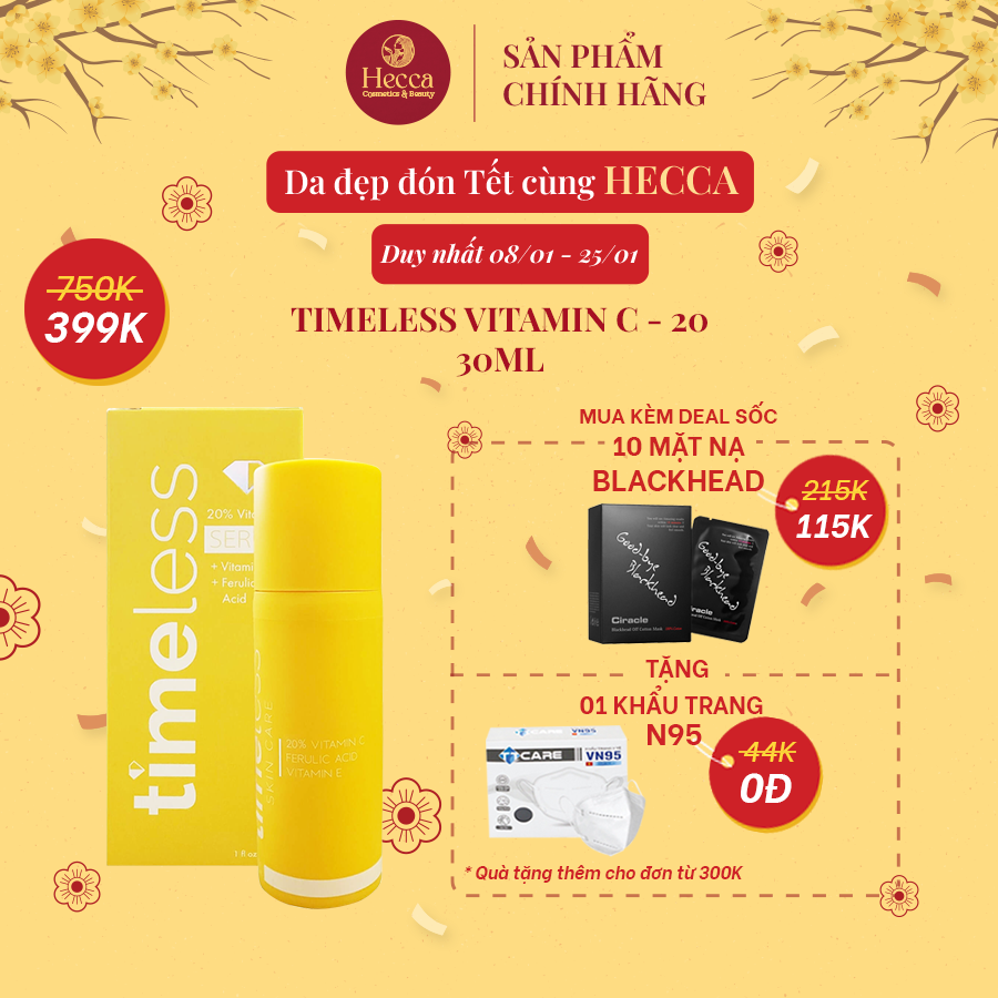Tinh chất dưỡng sáng da timeless 20% vitamin c + vitamin e + ferulic acid serum - hecca