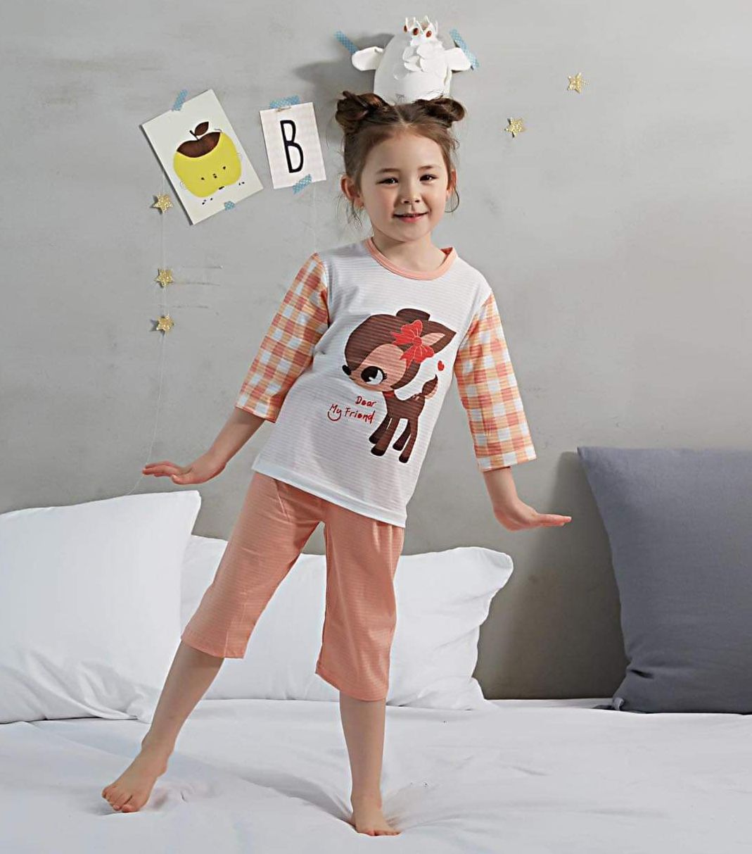 Bộ pijama lửng 100% cotton giấy cho bé gái Dear My Friend - Olomimi Hàn Quốc