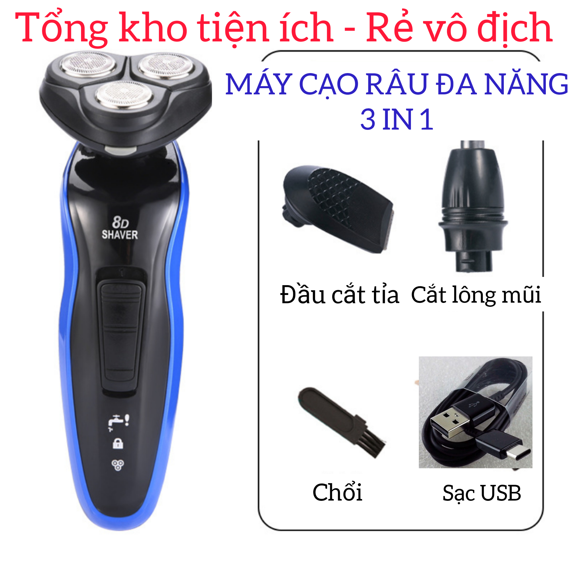 Máy cạo râu đa năng 3 in 1, đẹp, bền giá rẻ (Tông kho sỉ bán lẻ rẻ như buôn)