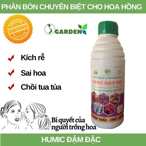 Phân bón hoa Hồng, hoa Lan, phân bón humic đậm đặc 1 lít