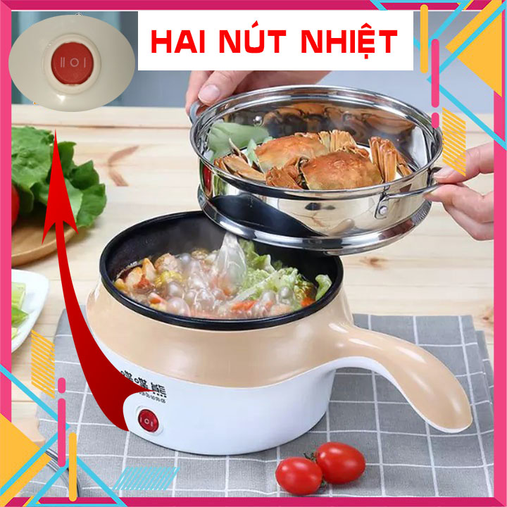 Ca Nấu Mì Kiêm Nồi Lẩu Mini Siêu Tiện Lợi 1.8L Tặng Kèm Vỉ Hấp (Loại 2 Chế Độ Nhiệt)