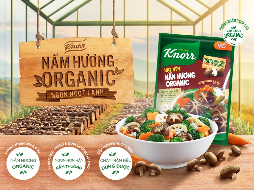 Hạt nêm chay nấm hương organic Knorr gói 380g