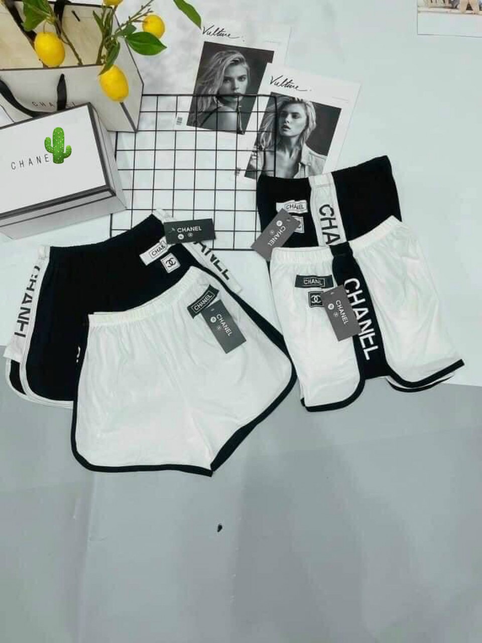 Quần short nữ quần short kiểu viền chữ quần short đáy ngắn quần short vải thun da cá form 50kg
