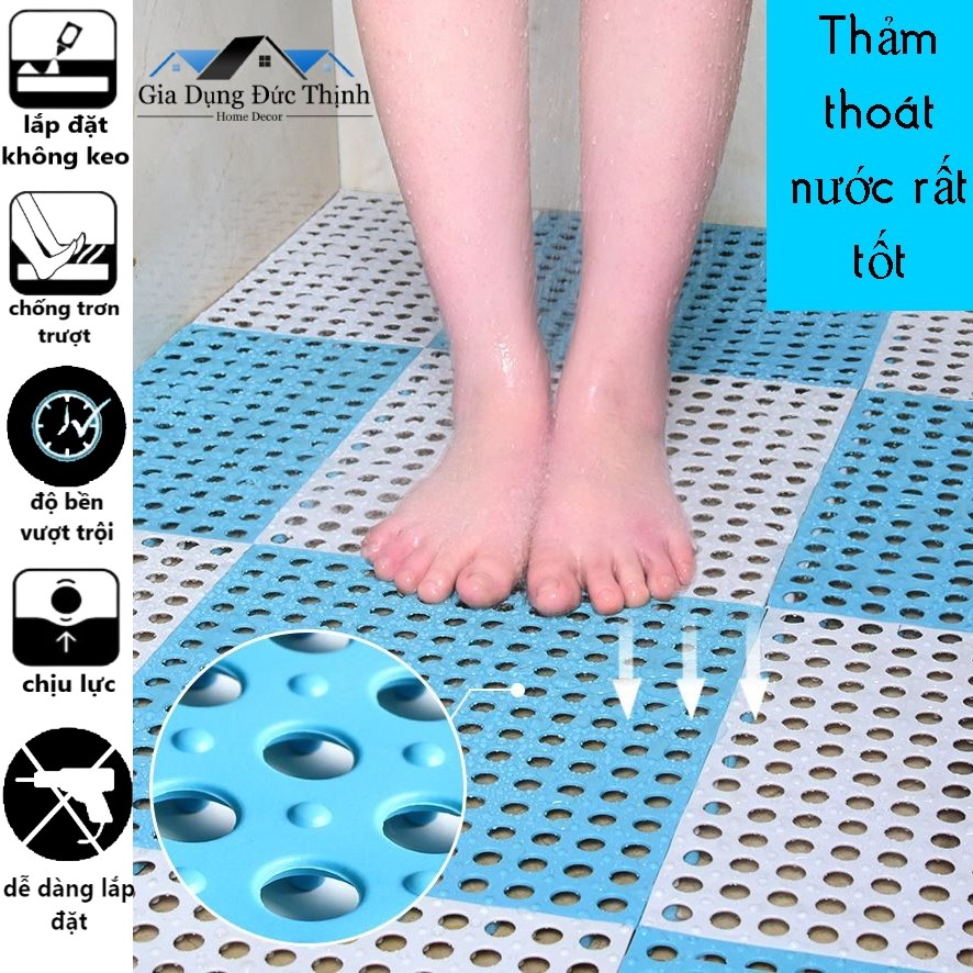 Thảm Nhựa Chống Trơn Trượt Nhà Tắm Nhà Bếp, Thảm nhựa ghép thoát nước rất tốt (30 x 30cm một tấm)