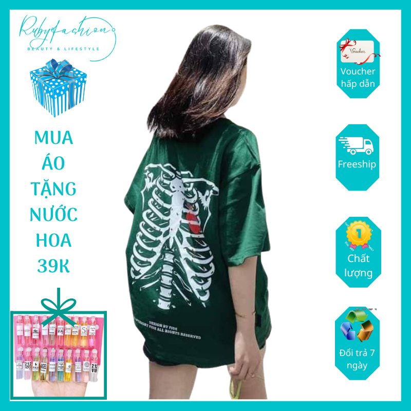 Áo thun nữ áo phông nam áo phông nữ bộ xương áo form rộng tay lỡ áo unisex in cực nét siêu cá tính XuongRubyTamnd tặng nước hoa pháp
