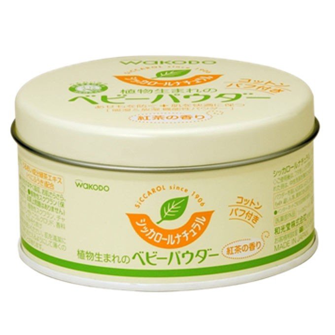 PHẤN RÔM CHO BÉ CHIẾT XUẤT TRÀ XANH WAKODO (HỘP 120GR) - HÀNG NỘI ĐỊA NHẬT