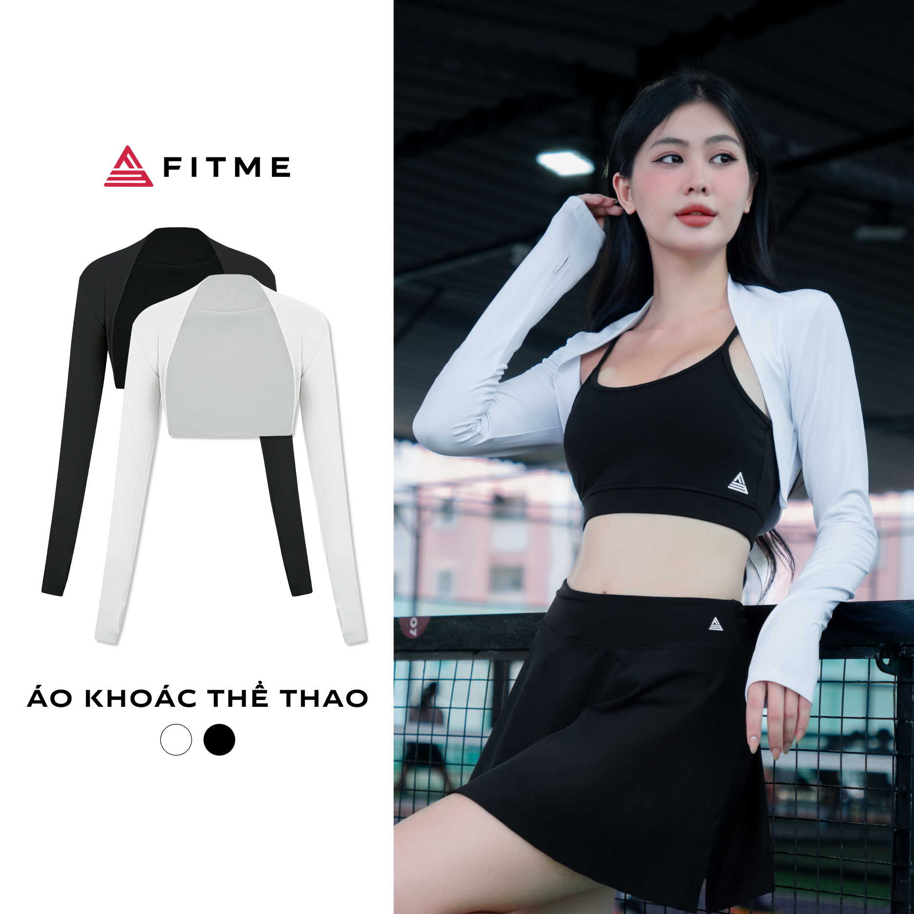 Áo khoác thể thao nữ Fitme GOC dáng lửng thoáng khí hỗ trợ tập gym chơi tennis pickleball UPF50+ ANCD01