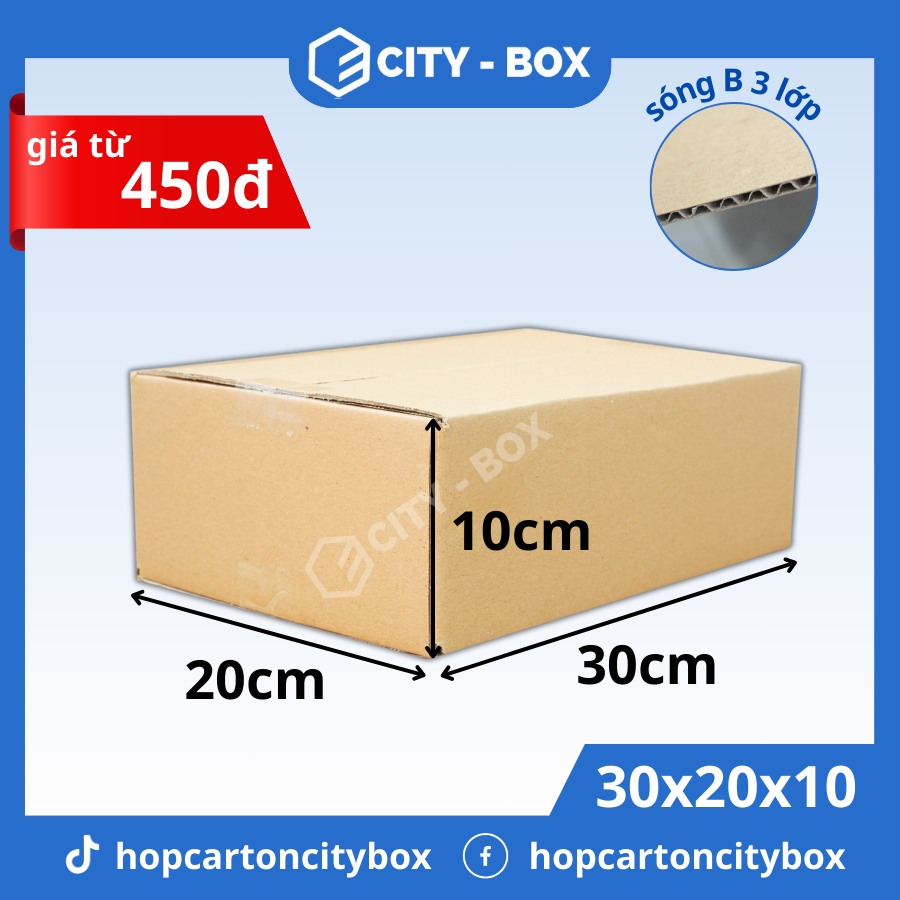 Set 50 hộp carton 30x20x10 - hộp ship cod 3010