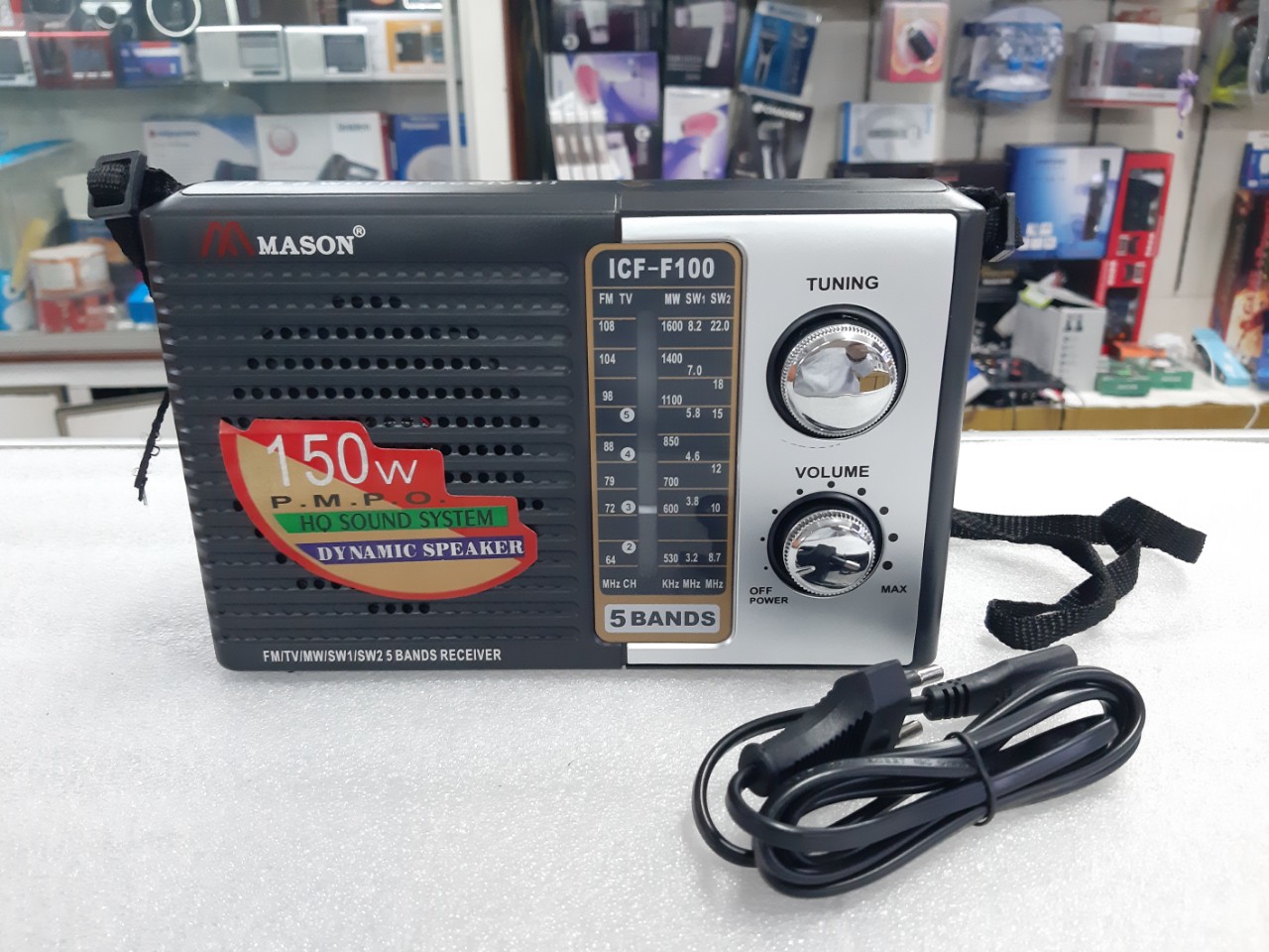 Đài FM MASON ICF– F100  thiết kế nhỏ gọn có dây đeo, nghe tin tức nghe nhạc mọi lúc mọi nơi, Mua tặng Ông bà Cô chú nghe tin tức giải trí