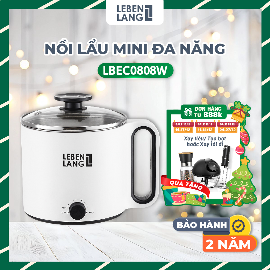 Nồi lẩu điện mini chống dính Lebenlang 1500ml thương hiệu Đức bảo hành 2 năm LBEC0808 