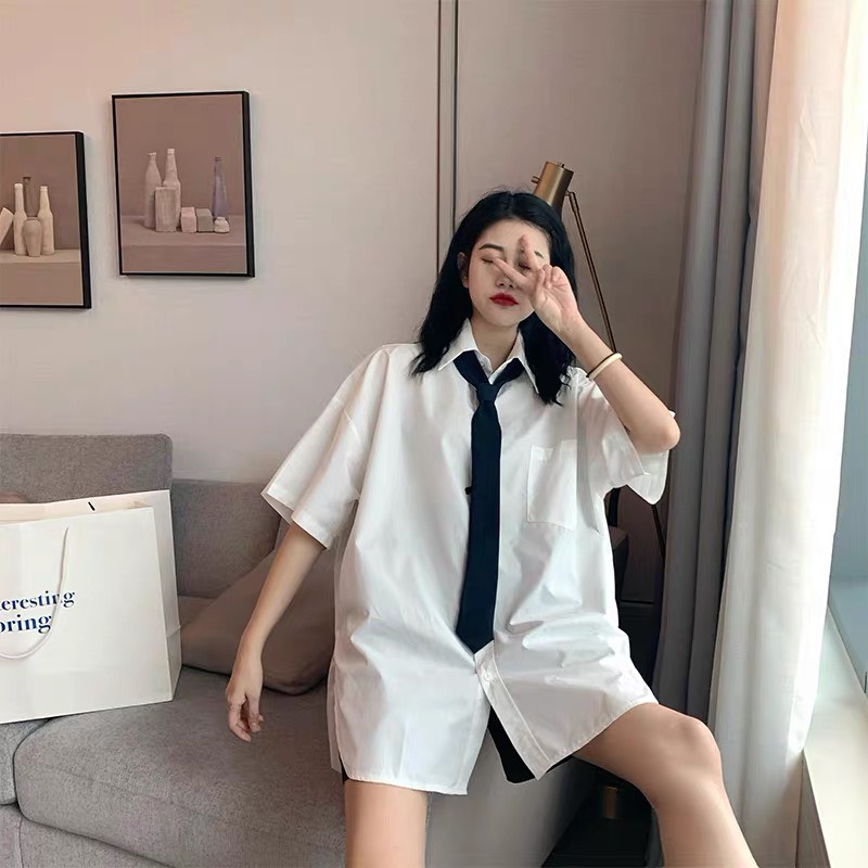 [HCM]ÁO SƠ MI NỮ PHOM RỘNG KÈM BELT CÁ TÍNH THỜI TRANG NGẦU CHO PHÁI NỮ FTG