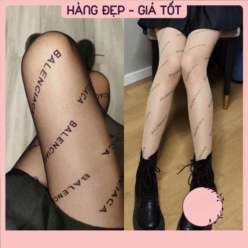 Quần tất nữ mỏng mịn in thêu hoạ tiết chữ siêu sang chảnh - huyen_fashion99