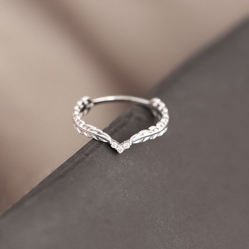 Nhẫn bạc nhẫn nữ bạc s925 vương miện nguyệt quế đính đá 1 viên pha lê có size Cá jewelry