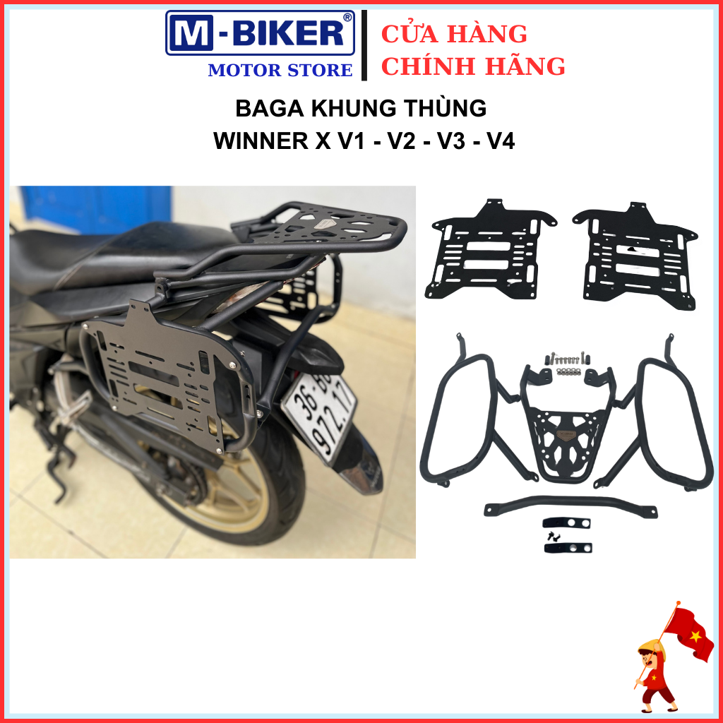 Baga Winner Baga khung thùng hông Winner Cảng sau gắn thùng hông dành cho Honda Winner X V1- V2-V3-V