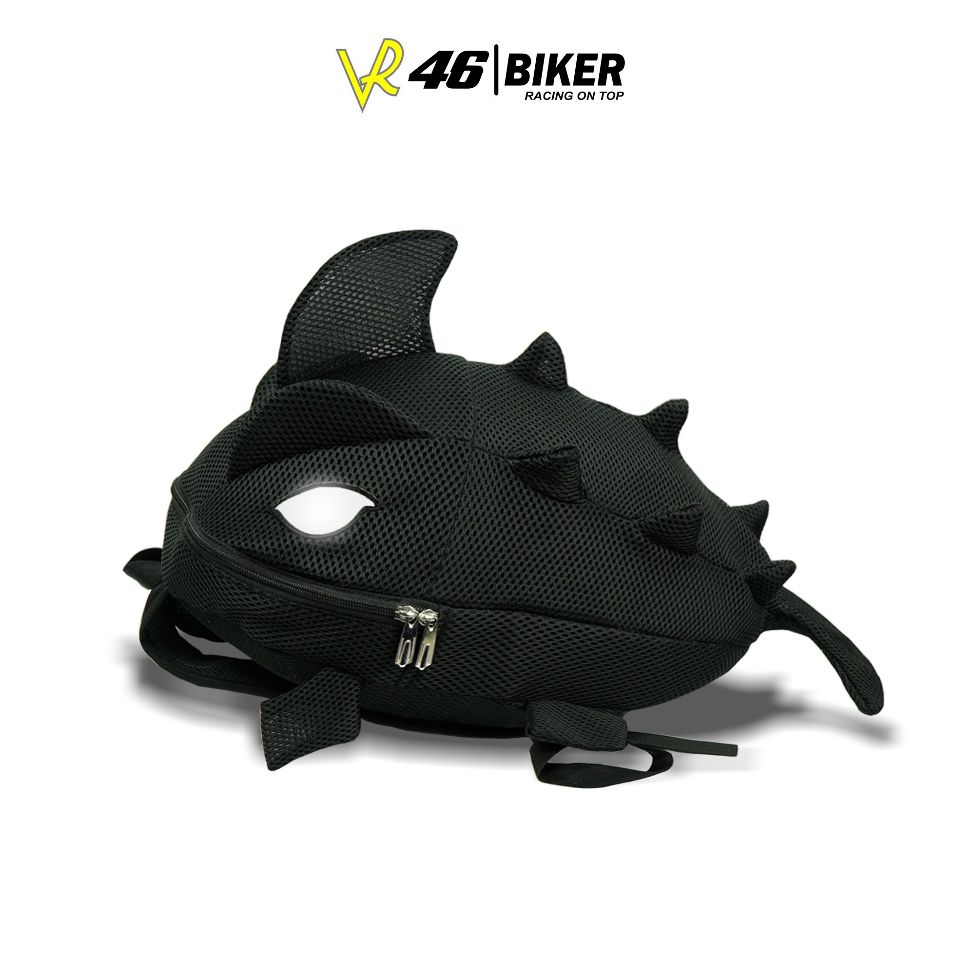 Balo khủng long đựng nón bảo hiểm - Màu đen vải lưới 2 lớp siêu cute