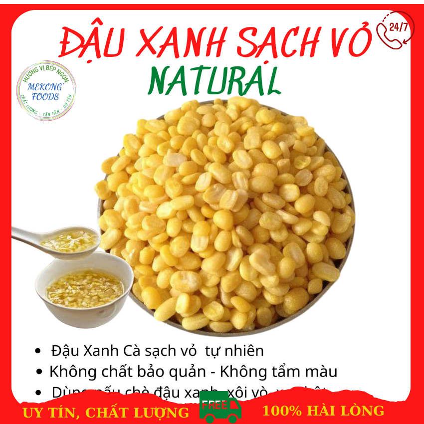Đậu xanh cà sạch vỏ 1kg - mekong foods