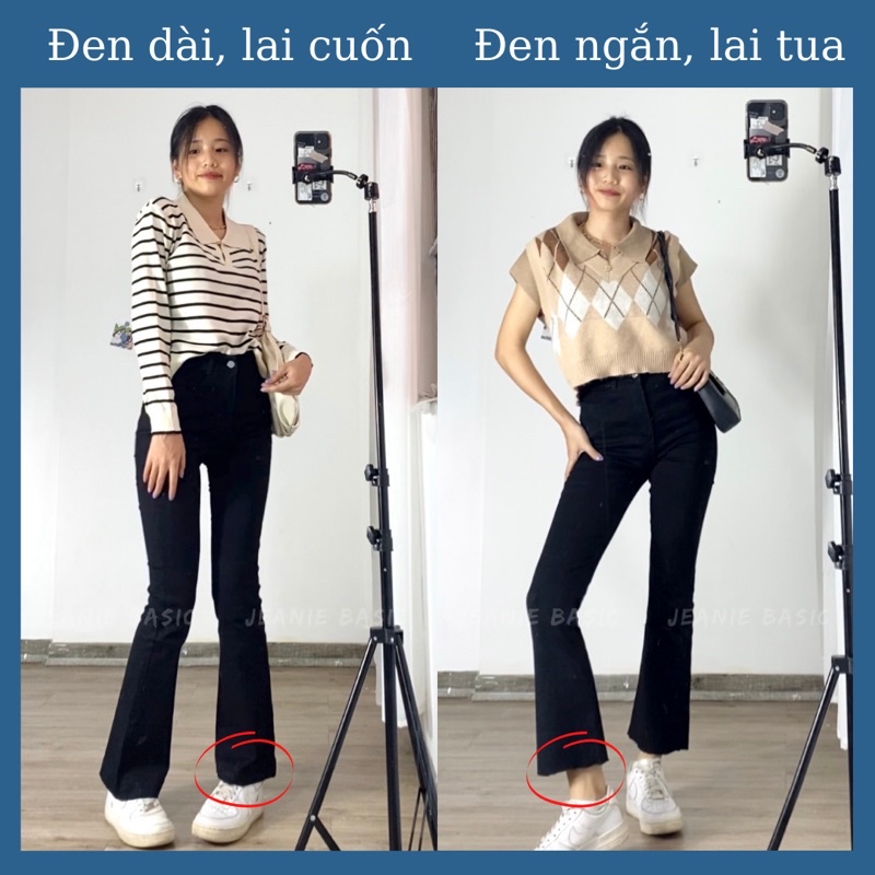 Quần jean ống loe , quần bò ống loe lưng cao co giãn 4 chiều