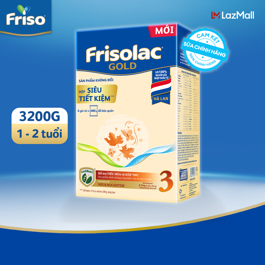 Sữa Bột Frisolac Gold 3 Hộp Giấy 3,2KG (cho trẻ từ 1-2 tuổi)