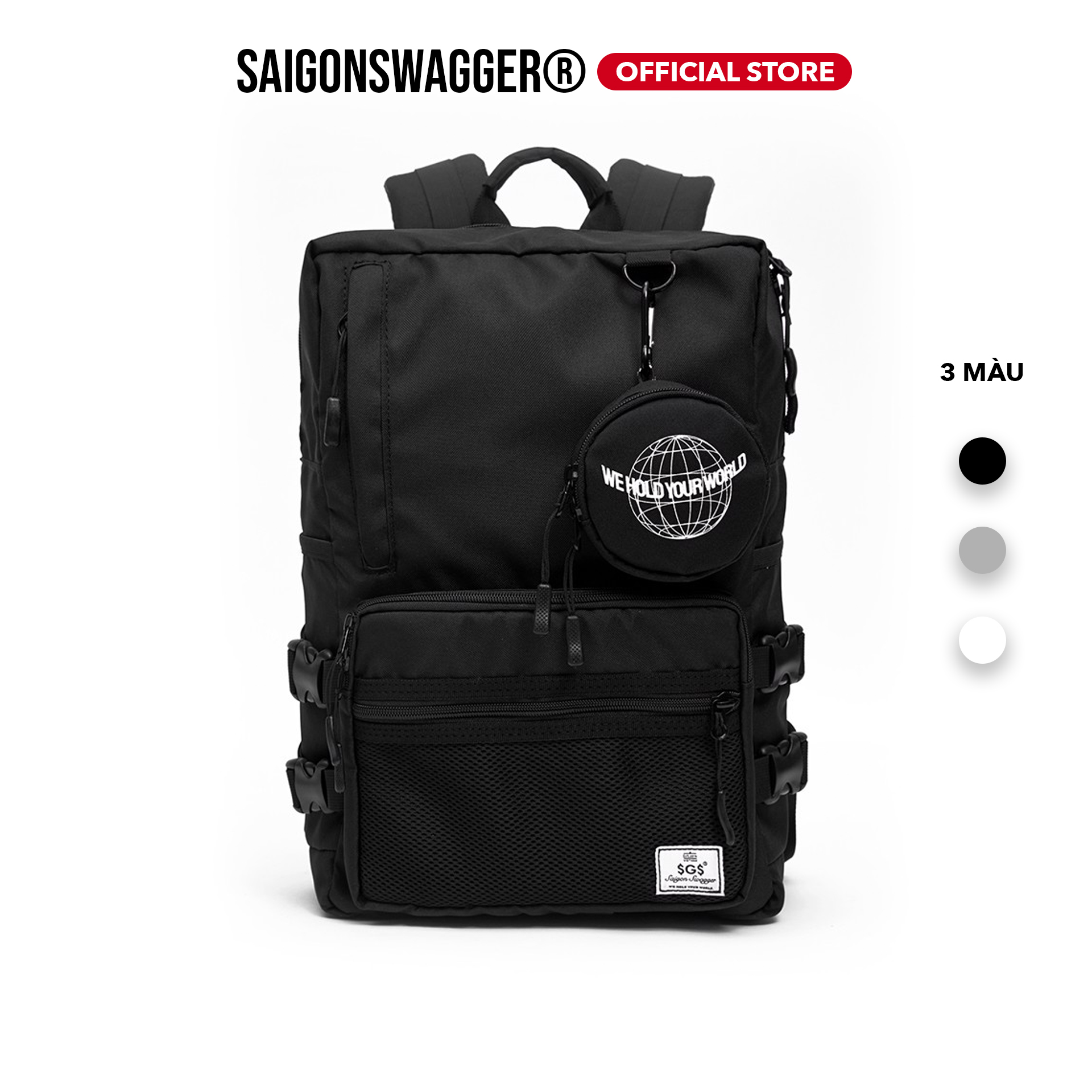 Balo Flexible SAIGON SWAGGER® Backpack Nhiều Ngăn,Kèm Túi Tròn Phụ Kiện Có Thẻ Tháo Rời