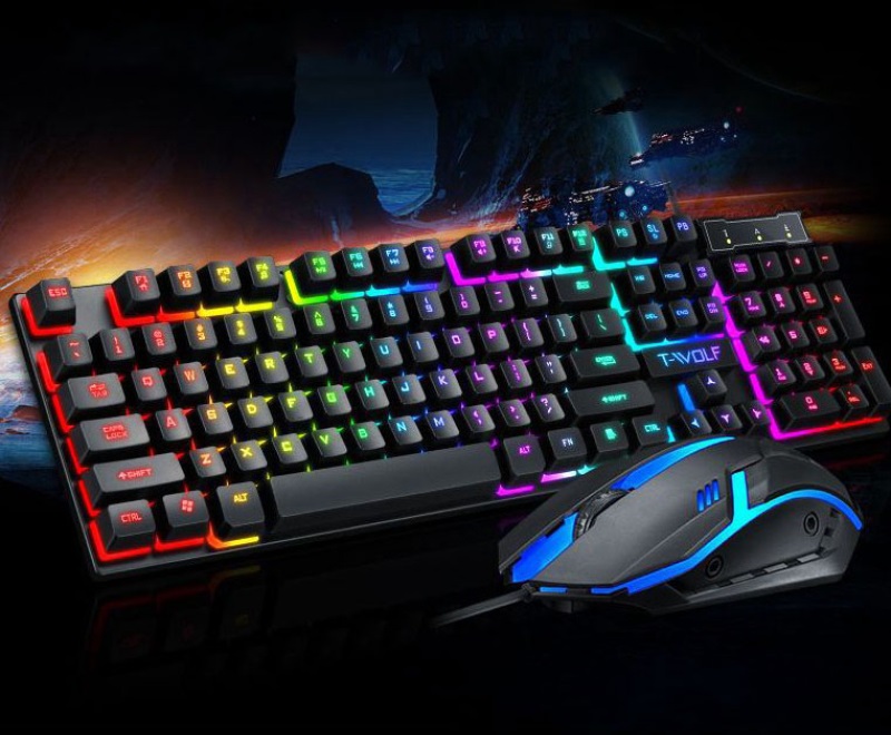 ( GIẢ CƠ ) Bàn phím Keyboard T-WOLF TF-20 Led 7 màu (USB) Đổ nẩy phím cao siêu bền