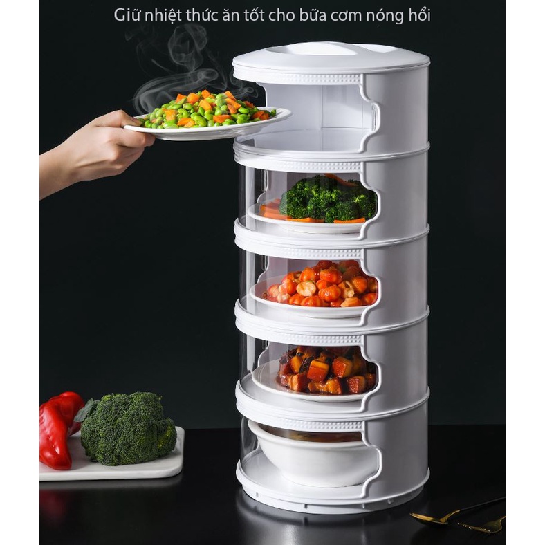 Lồng bàn giữ nhiệt 5 tầng hàng chính hãng, giao nhanh Lồng bàn đậy thức ăn giữ nhiệt 5 tầng cao cấp mẫu mới Lồng Bàn Đa Năng Giữ Nhiệt 360 Độ Nhiều Tầng Cao Cấp