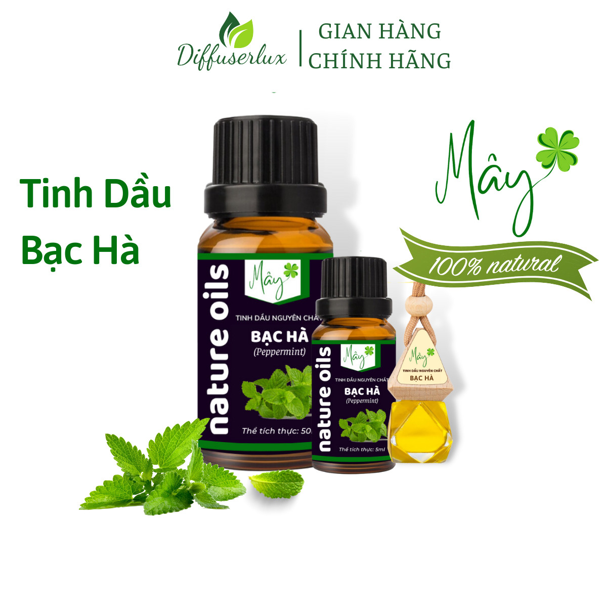 Tinh dầu thơm phòng, tinh dầu Bạc Hà thiên nhiên Mây dung tích 10ml-50ml giúp thơm phòng, thư giãn