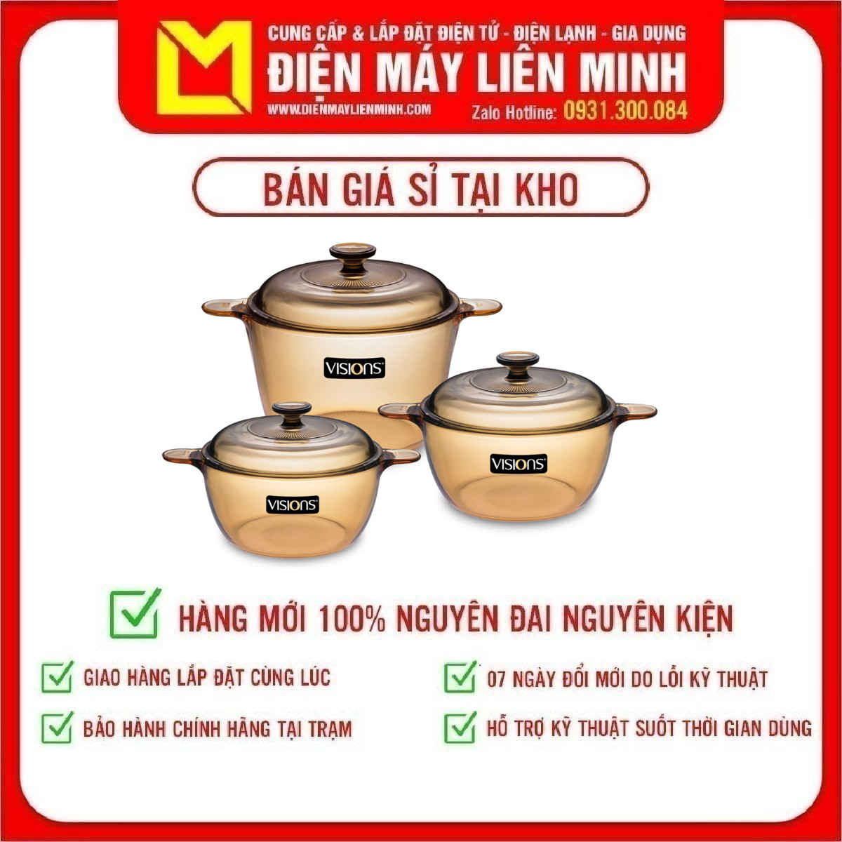 Bộ 3 nồi thủy tinh visions vs-330/cl1 - giao toàn quốc