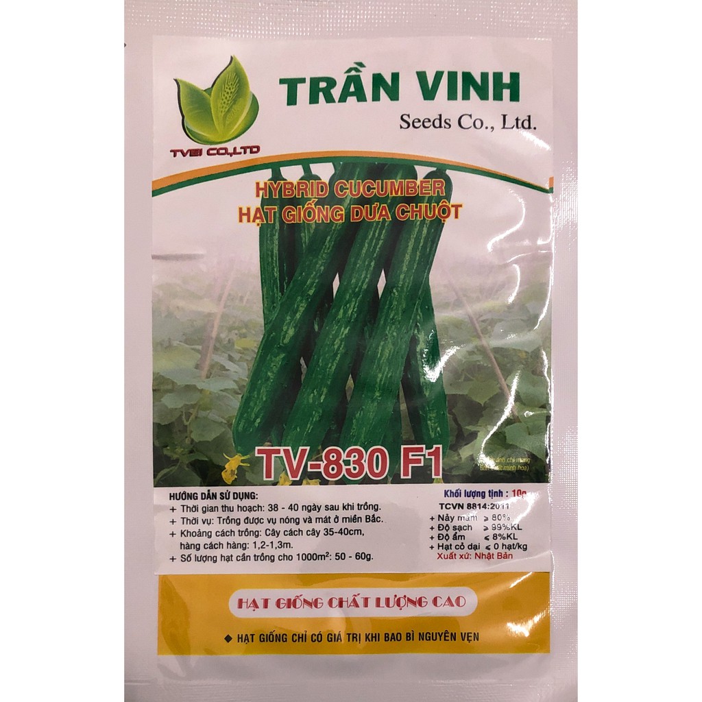 Hạt giống dưa leo nhật bản tv-830 - 10gr, giống f1 sai trái