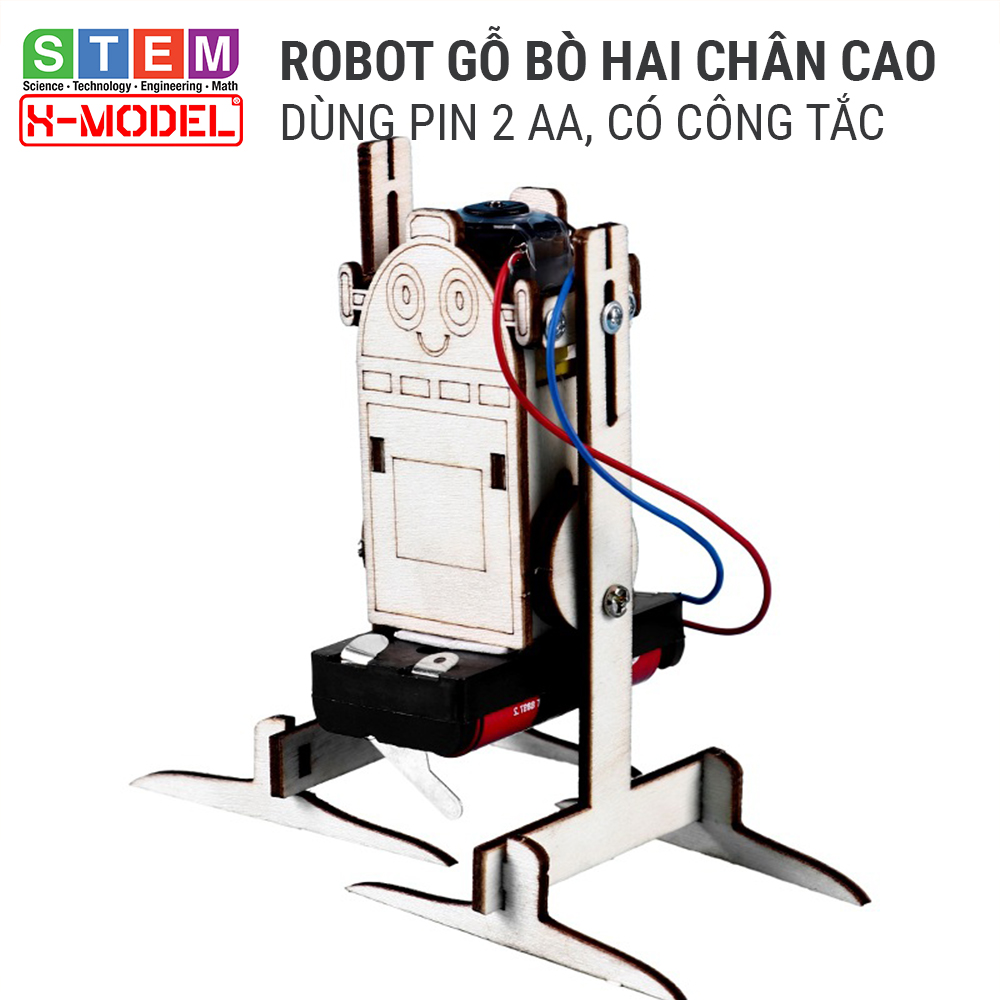 Robot gỗ bò hai chân cao đồ chơi stem sáng tạo cho bé st98 xmodel, đồ chơi cho bé diy| giáo dục stem, steam