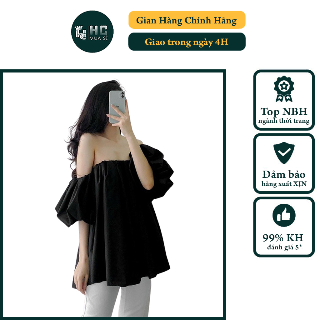 Áo trễ vai tay phồng rộng SIÊU HOT đủ màu đỏ trắng đen HCVUASI HC15, áo croptop trễ 2 vai tay ngắn đẹp phù hợp đi chơi đi dự tiệc