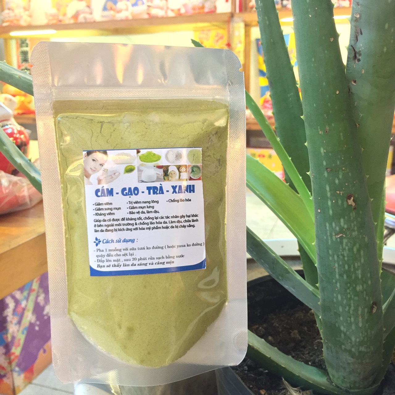 Bột cám gạo trà xanh - trắng da