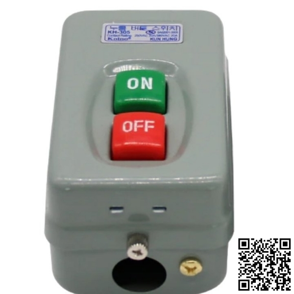 Công tắc bấm dính 3 pha KH-305, công tắc nguồn điện áp 380VAC công suất 2.2KW bấm dính tắt mở trực tiếp động cơ điện