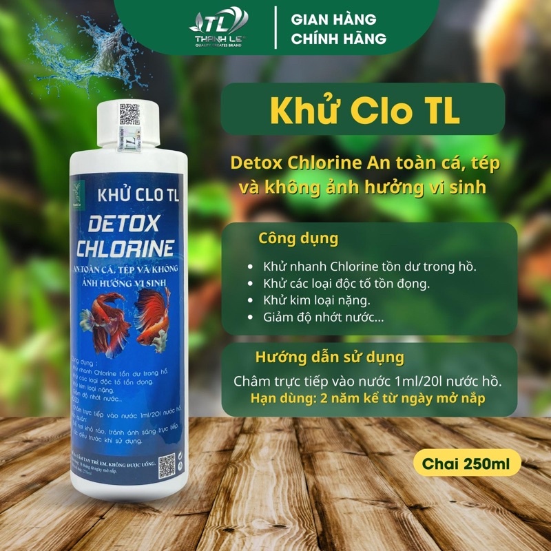 Khử clo tl - detox chlorine - khử độc nước cho hồ cá, thuỷ sinh 250ml