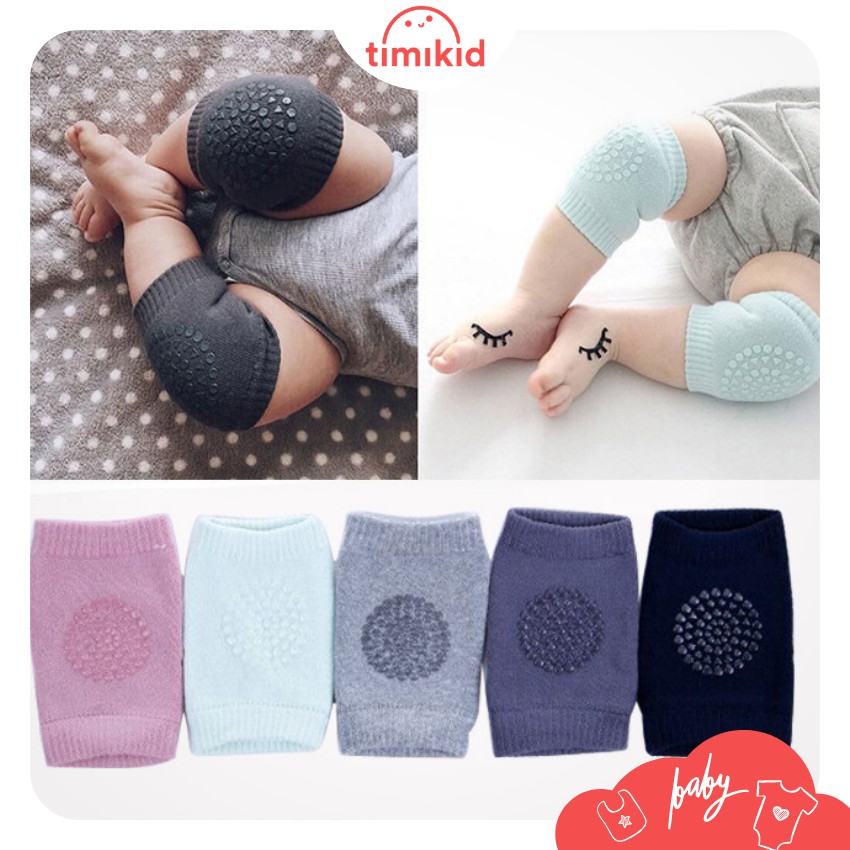 Set 2 đôi Tất Bọc Gối Tập Bò Chống Trượt Cho Bé Yêu (Nhiều Màu) - Timikid Store - chất liệu cotton, mềm mịn, bảo vệ đầu gối, vớ đầu gối, vớ sơ sinh, vớ tập bò