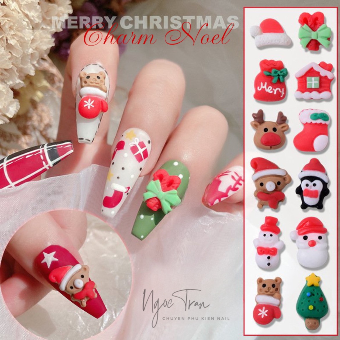 Charm noel 2023 | giáng sinh merry christmas | trang trí móng tay