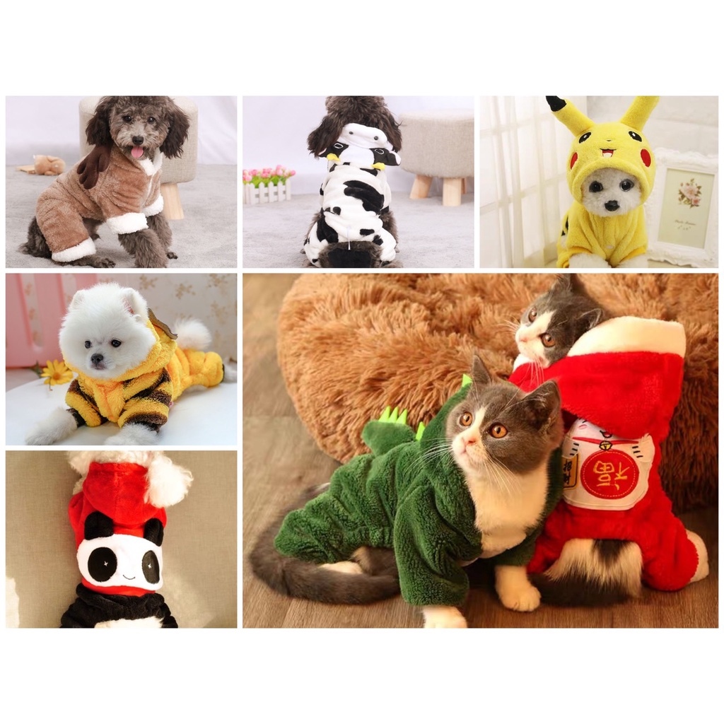 hot [Mã 88FMCGSALE1 giảm 10  tối đa 40K đơn 250K] [XU HƯỚNG] Quần áo giữ nhiệt cho chó mèo hình thú dễ thương cao cấp