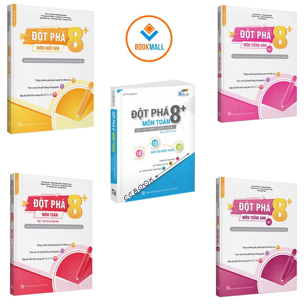 Sách - combo đột phá 8+ thi thpt quốc gia môn toán văn anh tập 1 2