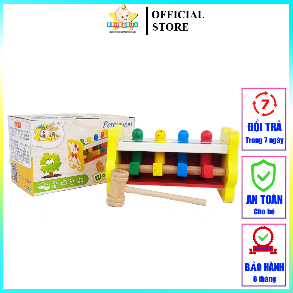 Đồ chơi đập chuột hình thỏ gấu bằng gỗ an toàn - Trò chơi trí tuệ rèn luyện nhanh tay nhanh mắt cho bé