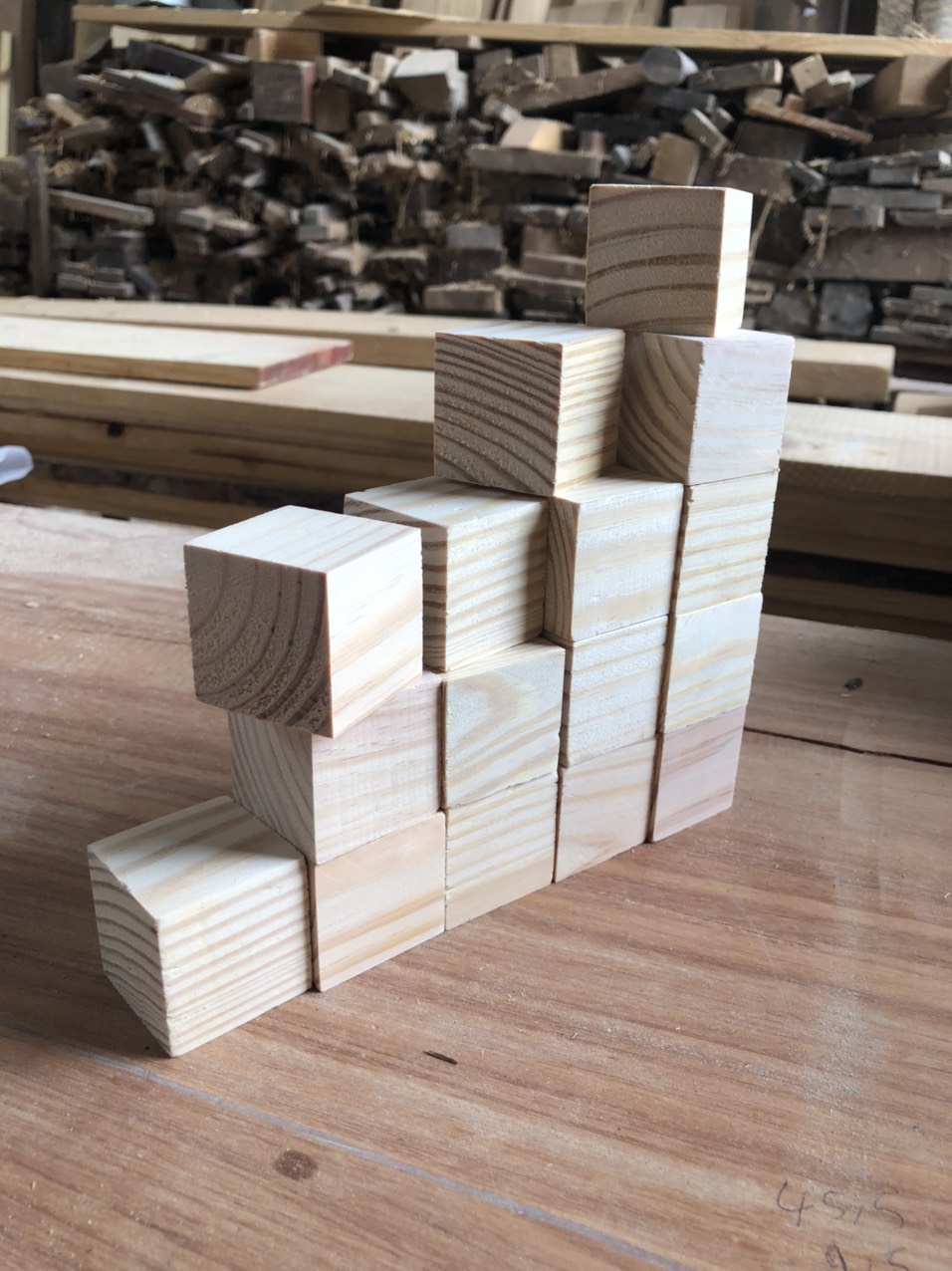 Set 10 cục gỗ vuông 4cm/ khối gỗ vuông