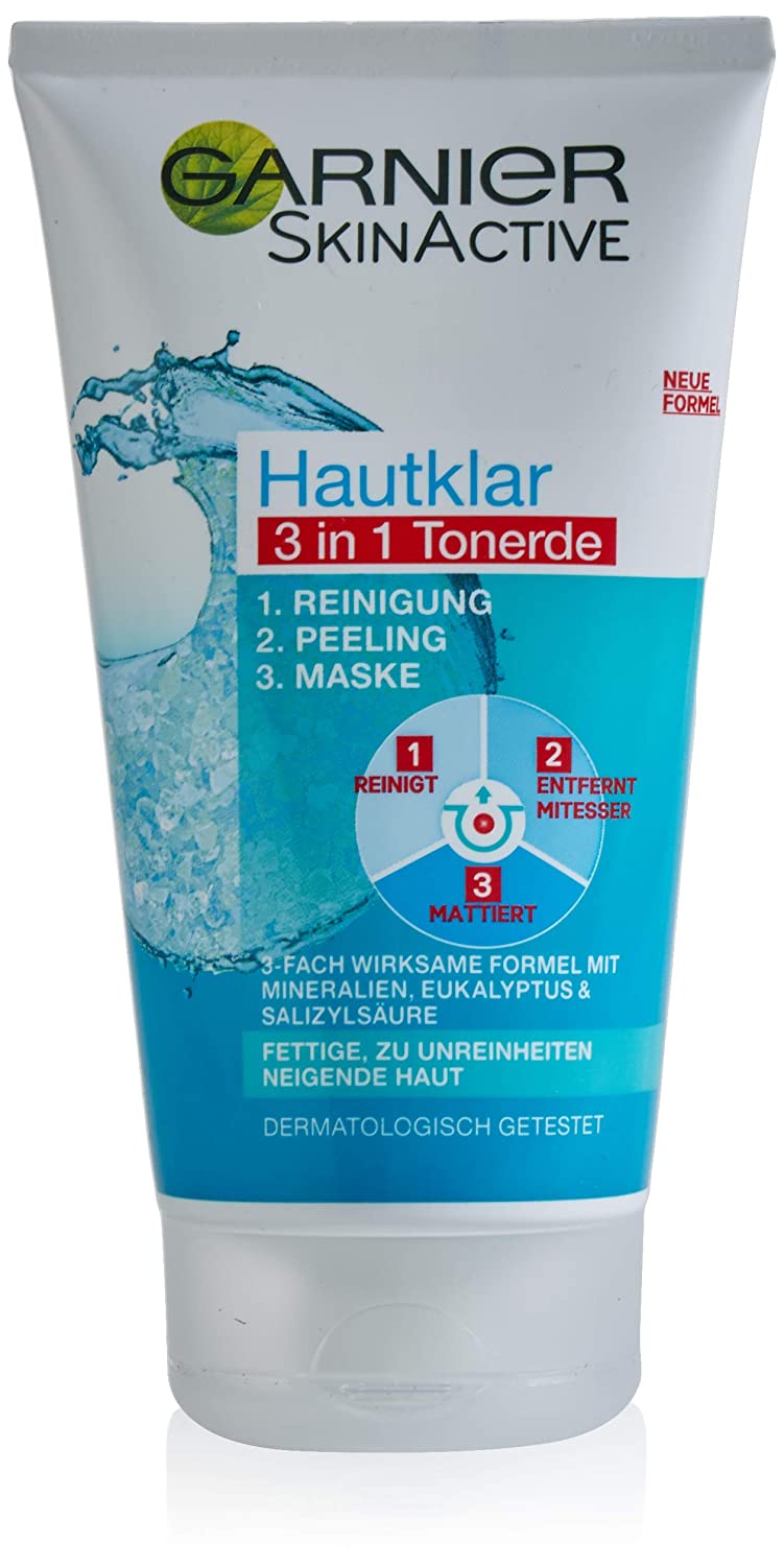 Sữa rửa mặt ngừa mụn + Kiêm mặt nạ lột đất sét trắng Garnier 3in1 - Hàng Đức 100%