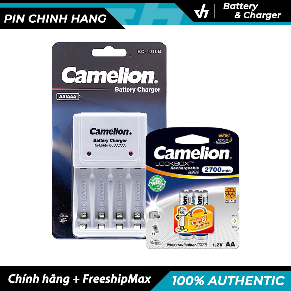 Bộ sạc pin 1010B + 2 Pin sạc AA Camelion 2700mAh