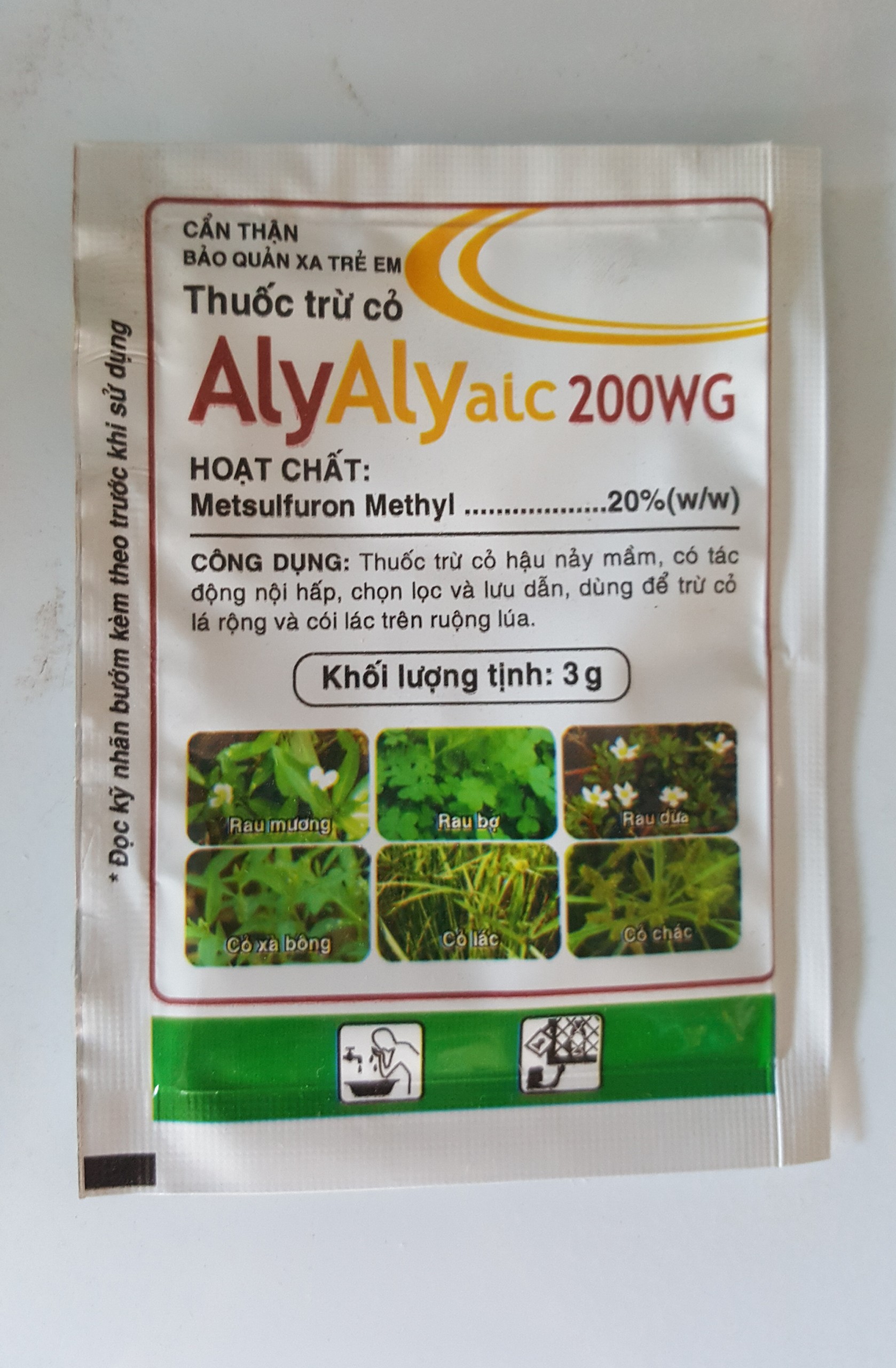 Thuốc diệt cỏ gói - Hoạt chất Metsulfuron Metheyl - Aly - Gói 3g