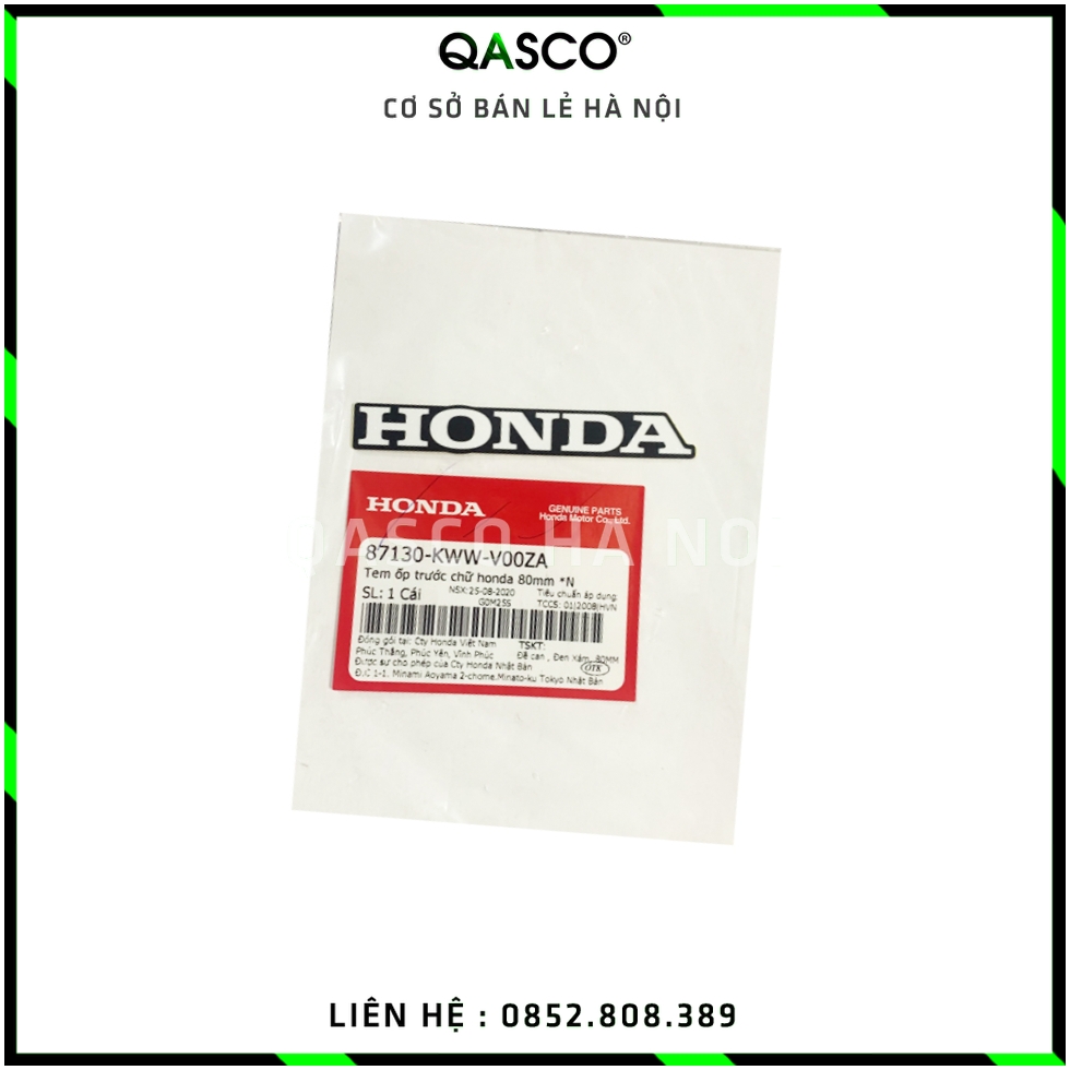 Tem ốp trước chữ honda 80mm honda wave rsx qasco
