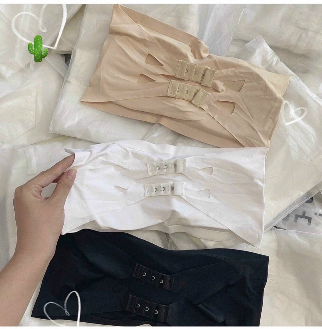 Áo ống bra có mút ngực vải su mềm cài dây lưng khoét kiểu
