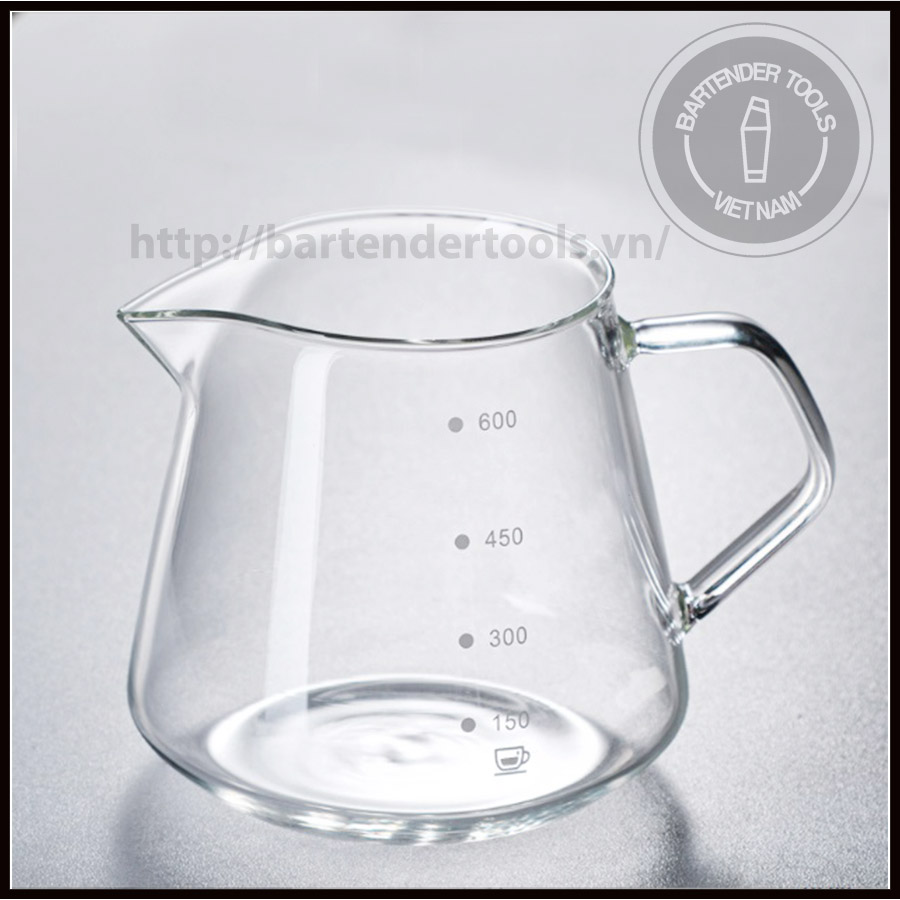 Bình thủy tinh pha cà phê V60 vân trơn 600ml