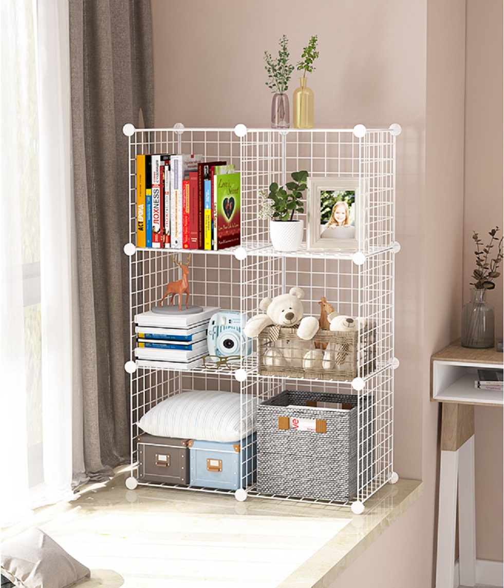 Kệ 6 ô lắp ghép thông minh bằng lưới sắt tỉnh điện